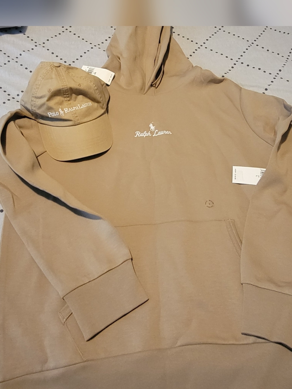 LARGE Ralph Lauren Polo hoodie with matching Polo cap.